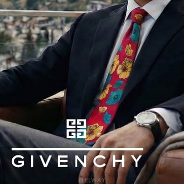GIVENCHY 지방시 실크 레드 플라워 자카드 넥타이 9.8cm A+등급 K3625