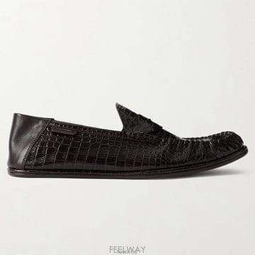 26 FW 톰 포드 다크브라운 Sebastian 세바스티안 스무드 크록 이펙트 레더 로퍼