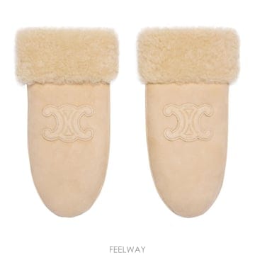CELINE ���Ϲ߼� ������ Triomphe mittens in shearling���Ϲ߼� ������ Triomphe mittens in shearling