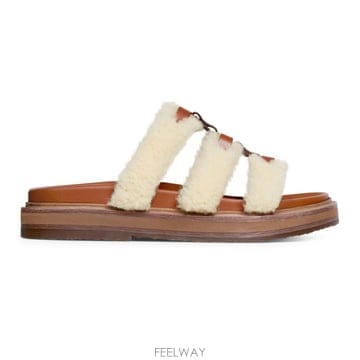 CELINE ���Ϲ߼� ������ Tippi in shearling and calfskin slides���Ϲ߼� ������ Tippi in shearling and calfskin slides