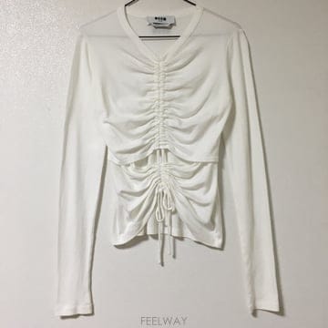 MSGM 엠에스지엠 셔링 슬리브 티셔츠 40