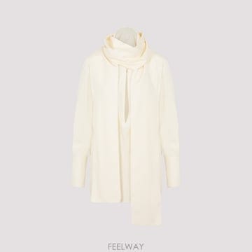 지방시 실크 셔츠 보우 디테일 크림