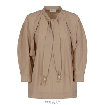 26SS 르메르 코튼 크레이프 스카프 블라우스 SH1222 LF1399BG240 BEIGE