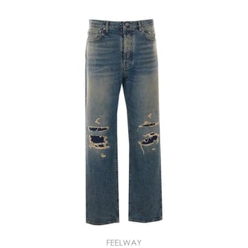 메종 마르지엘라 디스트레스 데님 트라우저 S67LA0053M3006 B0442318526