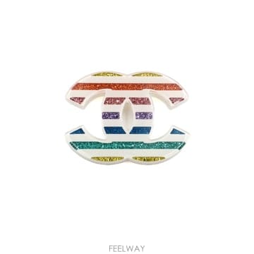 샤넬 19시즌 레진 CC로고 레인보우 글리터 브로치(브롯지)aa67949