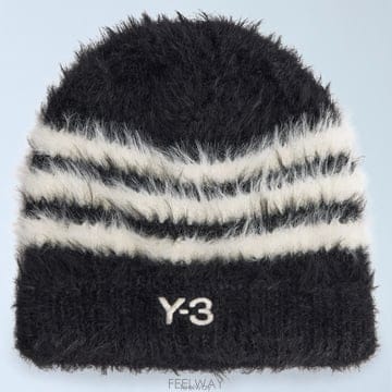 26 FW 와이쓰리 Y3 로고 텍스처 니트 비니 KY3727 BK