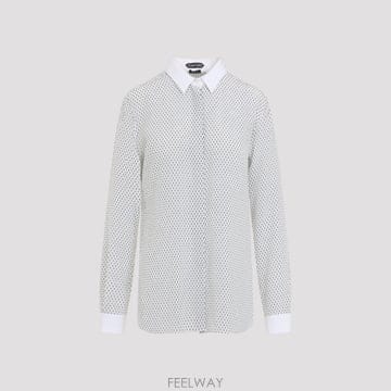 톰포드 다이아몬드 프린트 실크 크레이프 셔츠