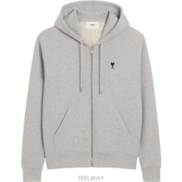 (당일) 26FW 아미 블랙 하트 로고 그레이 후드 집업 HSW765 730 0951