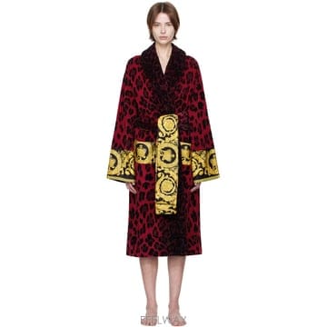 베르사체 레드 블랙 와일드 바로코 바스 가운