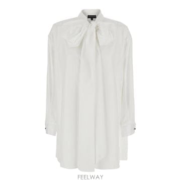 26FW 엠프리오 아르마니 Quality 코튼  롱 sleeves  스카프 detail  클래식 collar
