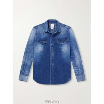 26 FW 비즈빔 네이비 소셜 스컬프처 데님 셔츠 TP581621048