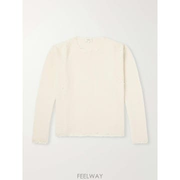 26 FW SECOND LAYER 크림 빈티지풍 와플 니트 울 캐시미어 블렌드 스웨터 TP581675838