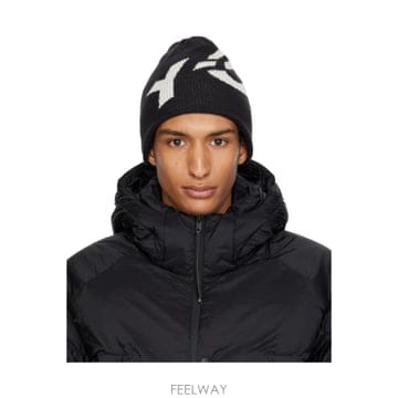 26 FW 요지야마모토 블랙 그래픽 로고 비니 262138M138004