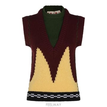 [Q11]마르니 GCMD0673Q0UFH100INR92 여성 니트 스웨터 가디건 BORDEAUX WOOL V