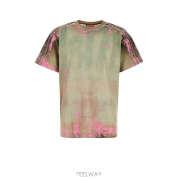 [X45]디젤 A250480QJCA 3ERA 남성 티셔츠 민소매 탑 Green stretch cotton T