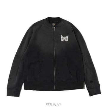 26SS 니들스   남성 디컨스트럭티드 지퍼 스웨트 SX430 BLACK BPG