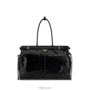 26SS 프라다   여성 엑스트라 라지 레더 핸드백 1BA4392CYRF0002 BLACK BPG