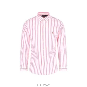 25SS 폴로 랄프로렌   남성 스트라이프 긴팔 셔츠 710 938684 002 Pink BPG
