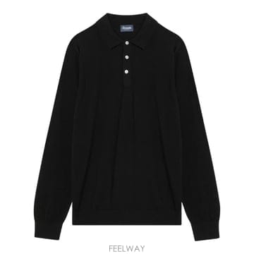 25SS 드루모어   남성 코튼 폴로 티셔츠 D0GN214CO BLACK BPG