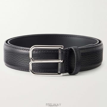 벨루티 블랙 35mm B 쉐이프 핀 버클 풀그레인 레더 벨트