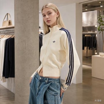 아디다스 오리지널 파이어버드 니트 트레이닝 트랙탑 자켓 오프화이트 네이비 크림