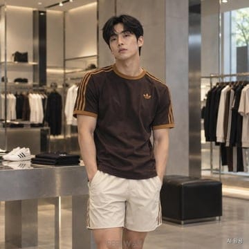 아디다스 오리지널 쓰리 스트라이프 칼리 티셔츠 오로라 커피 브라운