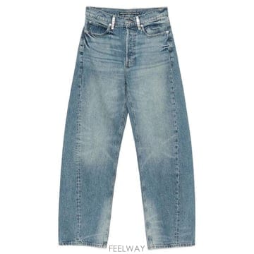 Alexander Wang 26FW �˷������ JEANS A GAMBA AMPIA E VITA MEDIA CON CRISTALLI 4D26FW �˷������ JEANS A GAMBA AMPIA E VITA MEDIA CON C