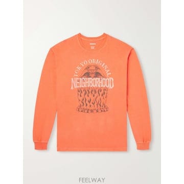 26 FW 네이버후드 오렌지 로고 프린트 코튼 저지 티셔츠 TP581625015