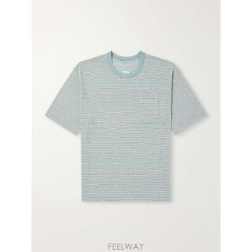 26 FW 비즈빔 그린 점보 보더 스트라이프 울 코튼 블렌드 티셔츠 TP581625004