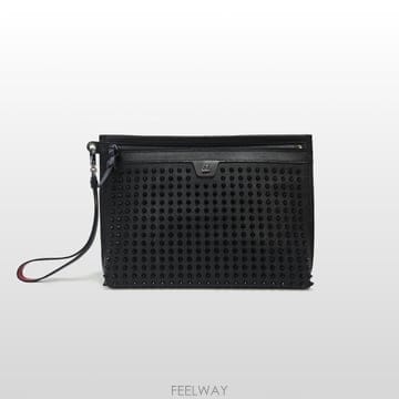 크리스찬 루부탱 시티 스파이크 클러치백 블랙