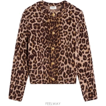 당일발송 셀린느 Cardigan in leopard cashmere