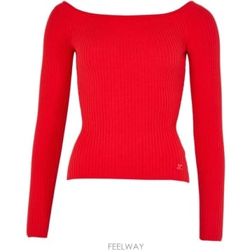 당일발송 쿠레주 Off shoulder rib knit top