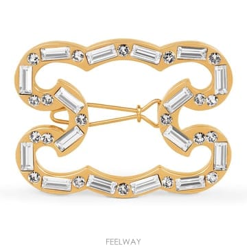 CELINE ���Ϲ߼� ������ Triomphe frame hair clip in strass and brass with g���Ϲ߼� ������ Triomphe frame hair clip in strass and
