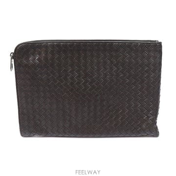 Bottega Veneta(보테가베네타) 224052 브라운 레더 인트레치아토 VN 다큐먼트 케이스 클러치