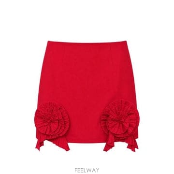 블루마린 스커트 레드