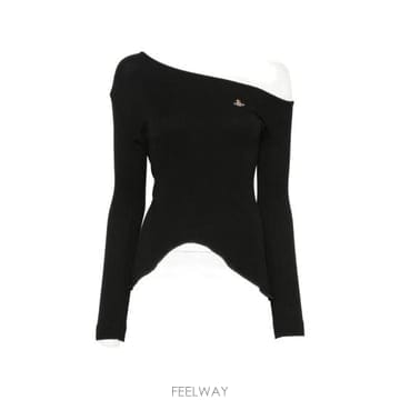 26FW 비비안웨스트우드 Hebo 비대칭 크루넥 반팔 티셔츠 1G01001J J00BO N401 BLACK