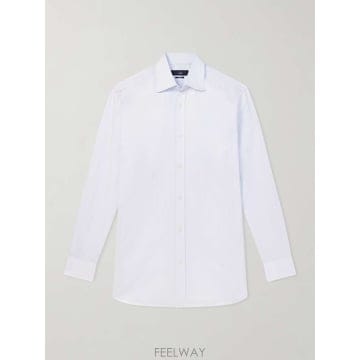 던힐 컷어웨이칼라 헤링본 코튼 셔츠 DU26FF401SC B0082323414