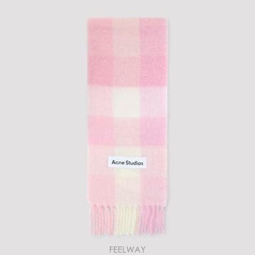 26FW 아크네 스튜디오 모헤어 체크 머플러 CA0084 DTL CANDY PINK WHITE PALE