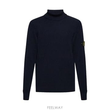 26FW 스톤 아일랜드 슬리브 로고 패치 하이 칼라 스웨터 L2S155100052S00C2 V0020 NAV