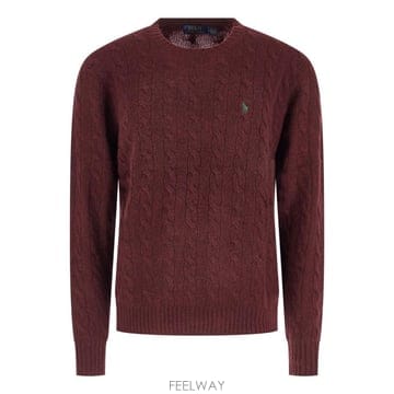 26FW 폴로 랄프로렌 케이블 니트 스웨터 710876762 011 AGED WINE HEATHER