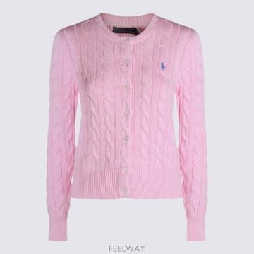 26FW 폴로 랄프로렌 폴로 자수 케이블 니트 가디건 211971868 010 CARMEL PINK