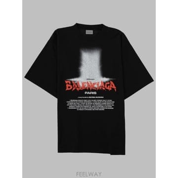 26FW 발렌시아가 더 도어 오버사이즈 티셔츠 871733 TUVO41000 BLACK