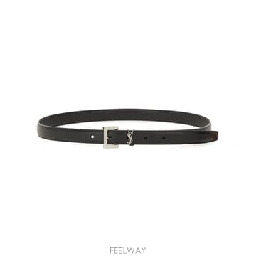 26FW 생로랑 카산드라 씬 스퀘어 버클 벨트 554465 BOO0N1000 BLACK