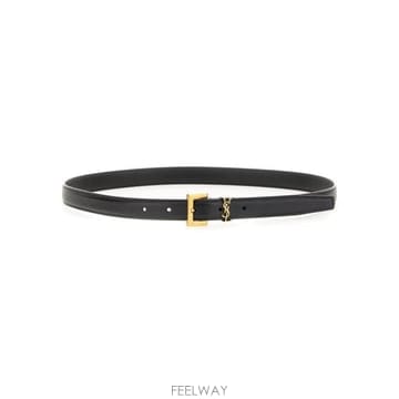 26FW 생로랑 카산드라 씬 스퀘어 버클 벨트 554465 BOO0W1000 BLACK