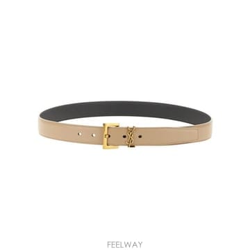 26FW 생로랑 카산드라 벨트 스퀘어 버클 스무스 레더 634437 BOO0W2721 BEIGE