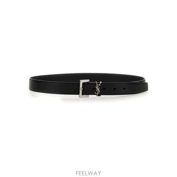 26FW 생로랑 카산드라 벨트 스퀘어 버클 스무스 레더 634437 BOO0E1000 BLACK
