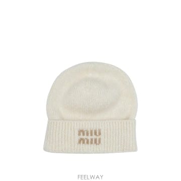 [V90]미우미우 5HC3782CQDF0009 여성 모자 캡 비니 Mohair beanie with logo
