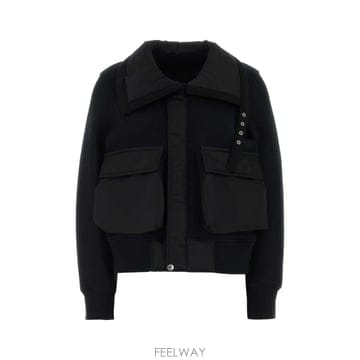 [X45]사카이 2608748 001 여성 자켓 베스트 블레이저 봄버 데님 Black cotton blend