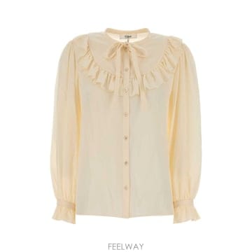 [X45]끌로에 CH26WH112005 114 여성 티셔츠 민소매 탑 나시 Cream silk shirt