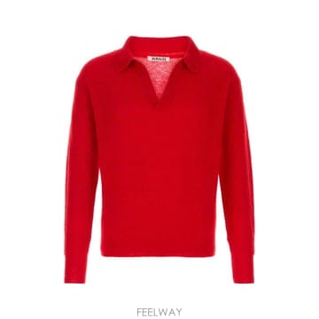 AURALEE [X45]���� A26AP02AK RED ���� ���� ���ɼ��� Red alpaca blend polo shir[X45]���� A26AP02AK RED ���� ���� ���ɼ��� Red alpac